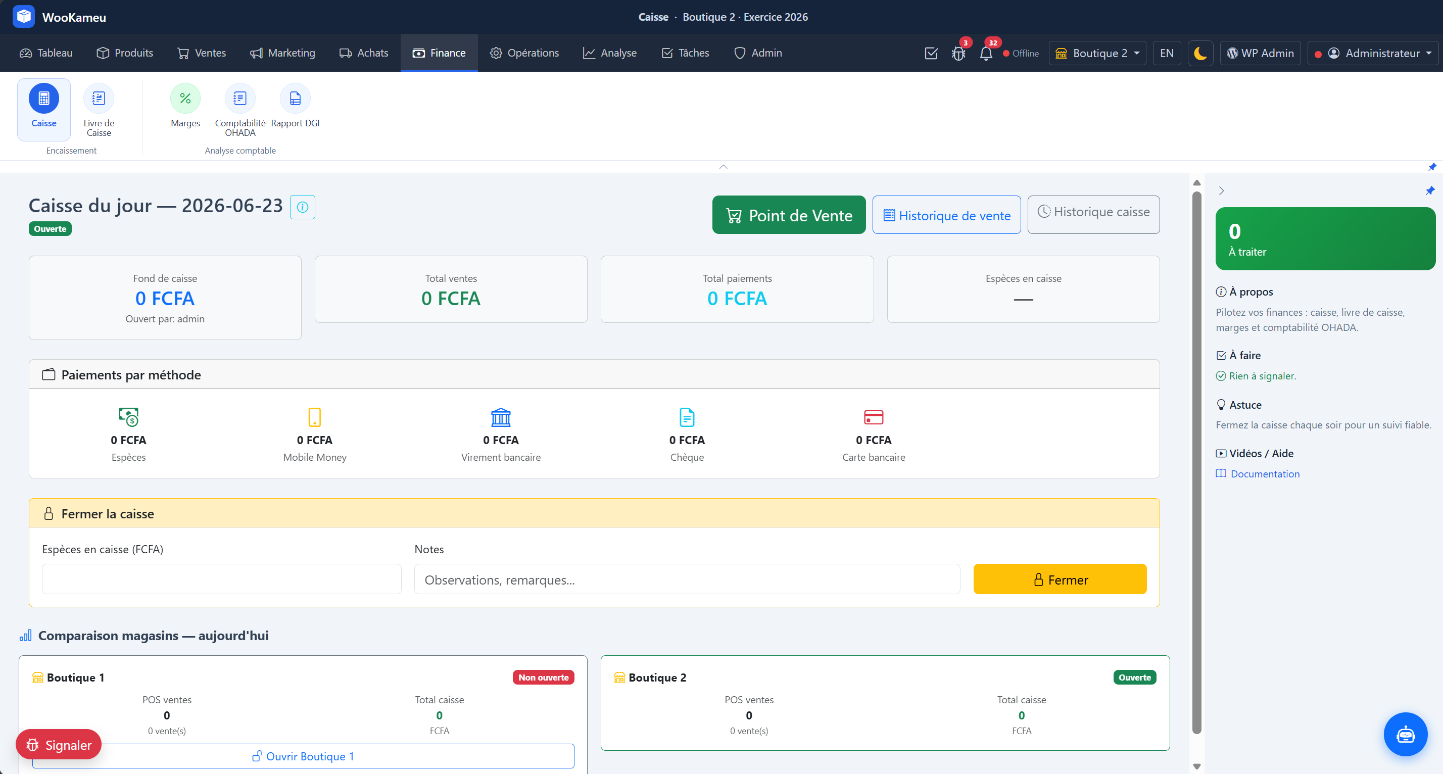 Vue principale — WooKameu finance