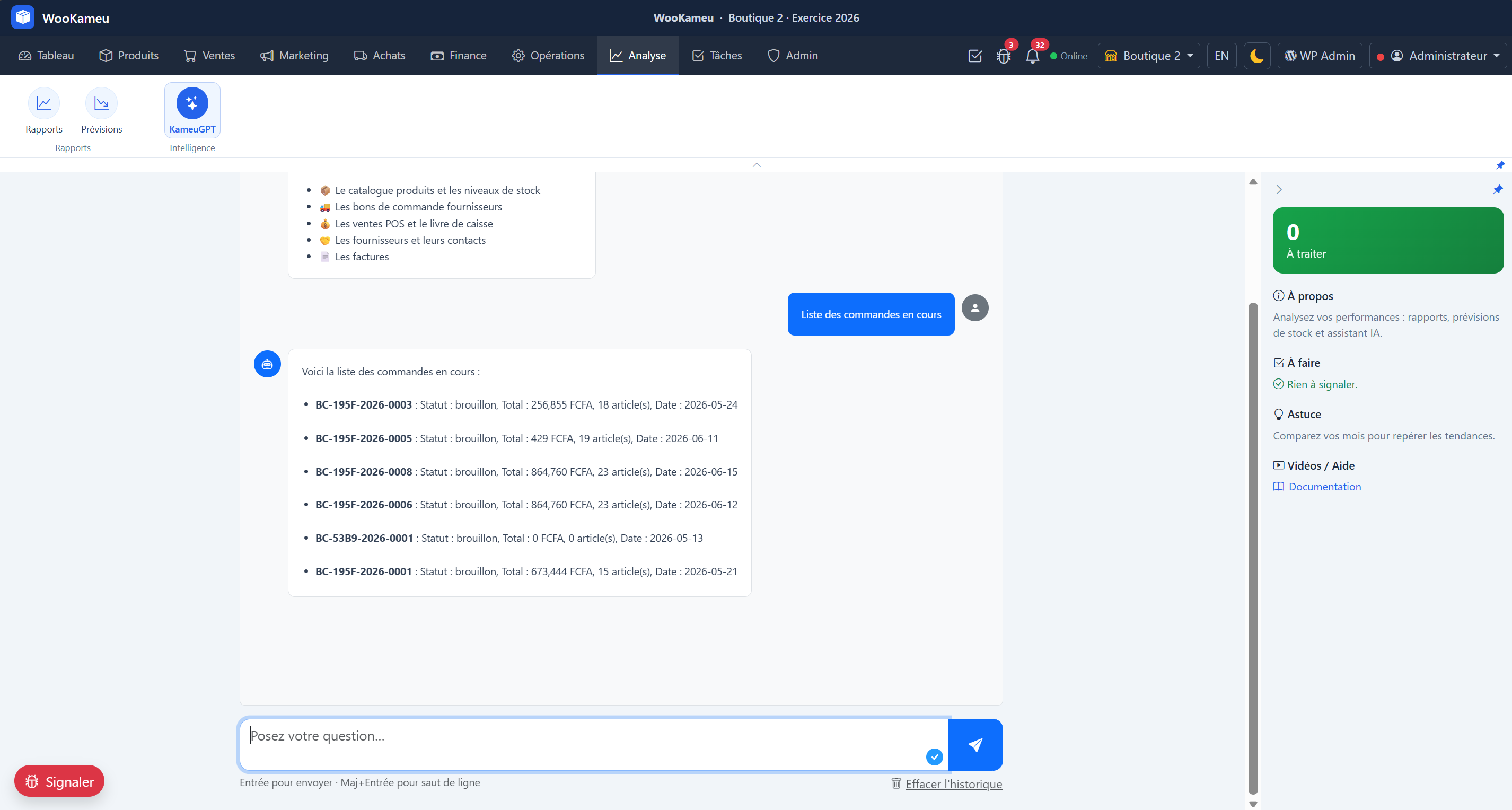 Liste / Tableau — WooKameu kameugpt
