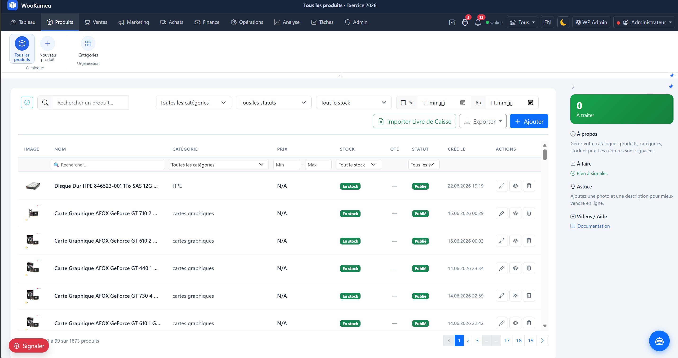 Vue principale — WooKameu produits