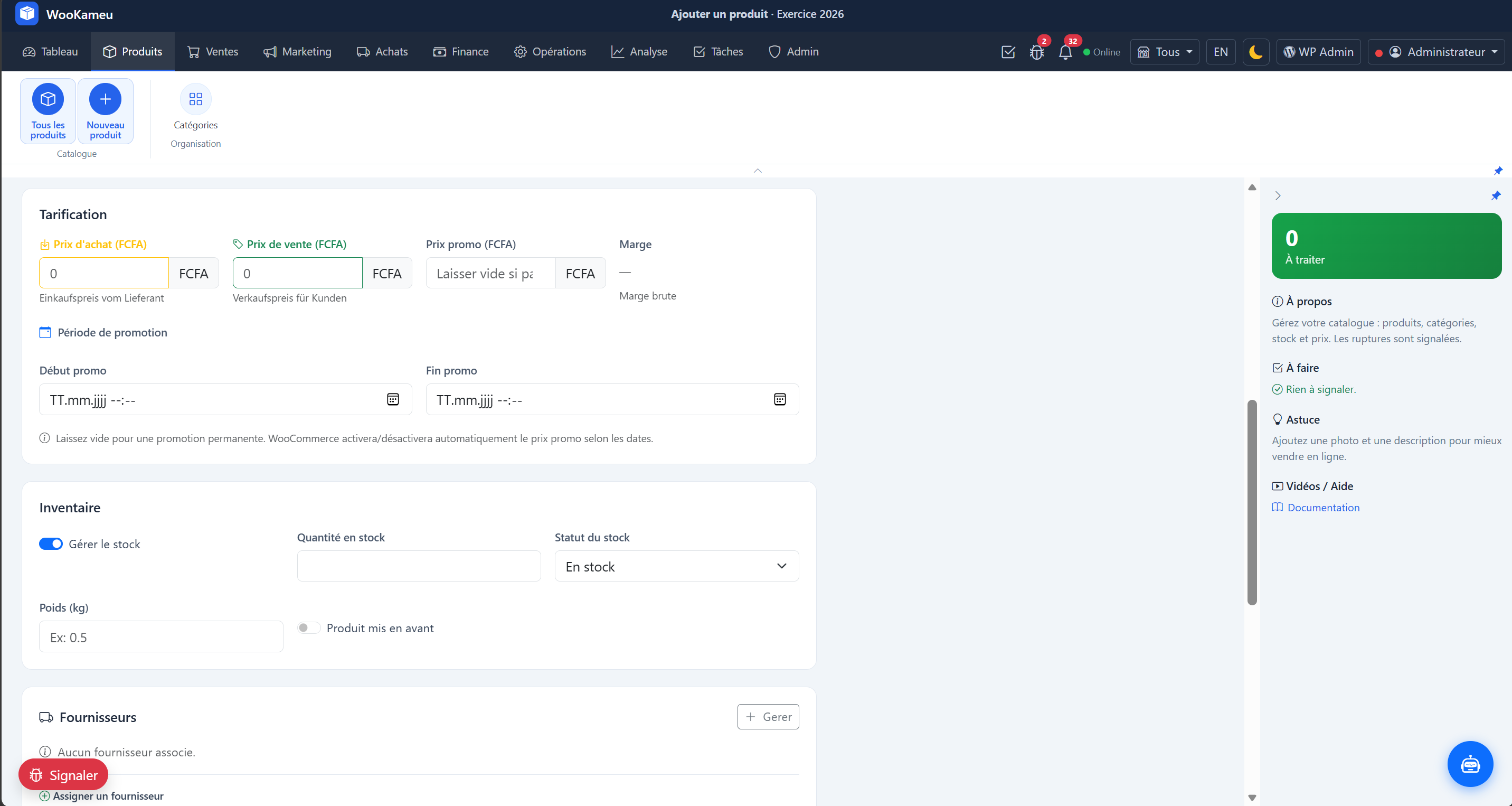 Liste / Tableau — WooKameu produits
