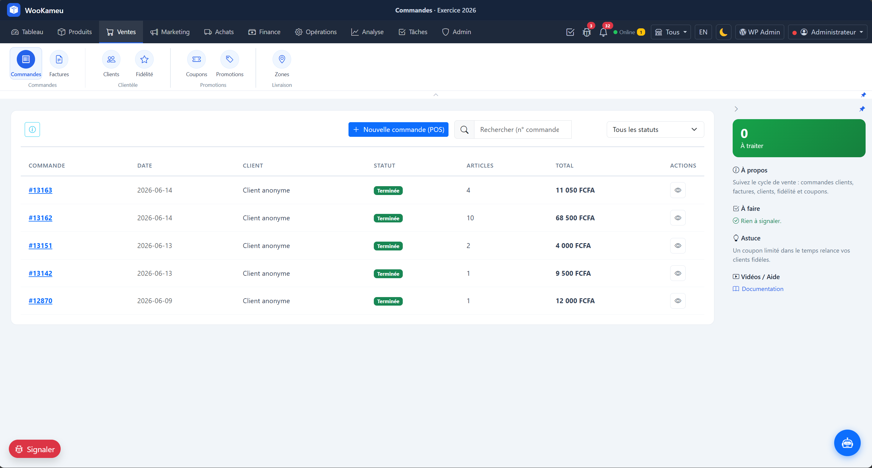 Vue principale — WooKameu ventes