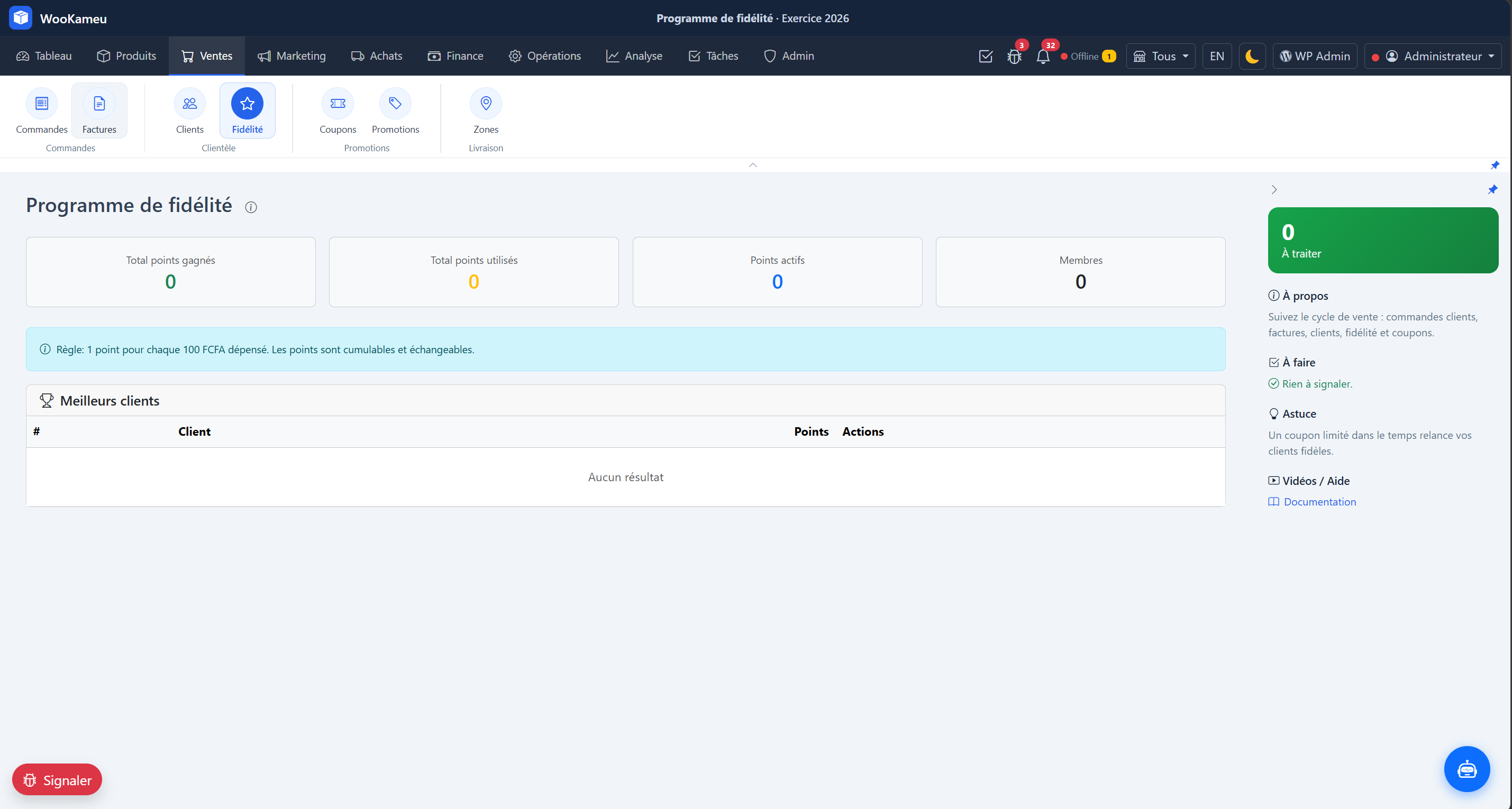 Rapport / Export — WooKameu ventes